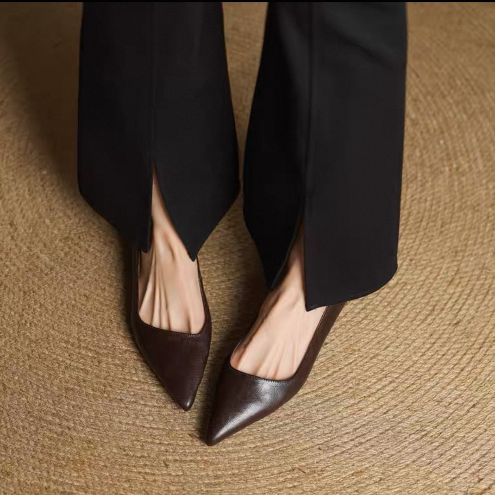 Pointed Toe Women's Flat Loafers in Dark Brown
